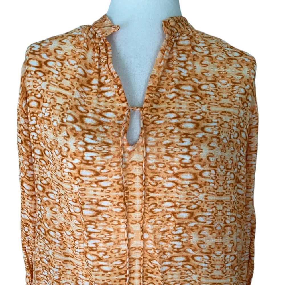 Anthropologie Kinga Csilla Sera Cropped Blouse in Orange Leopard Print - 2